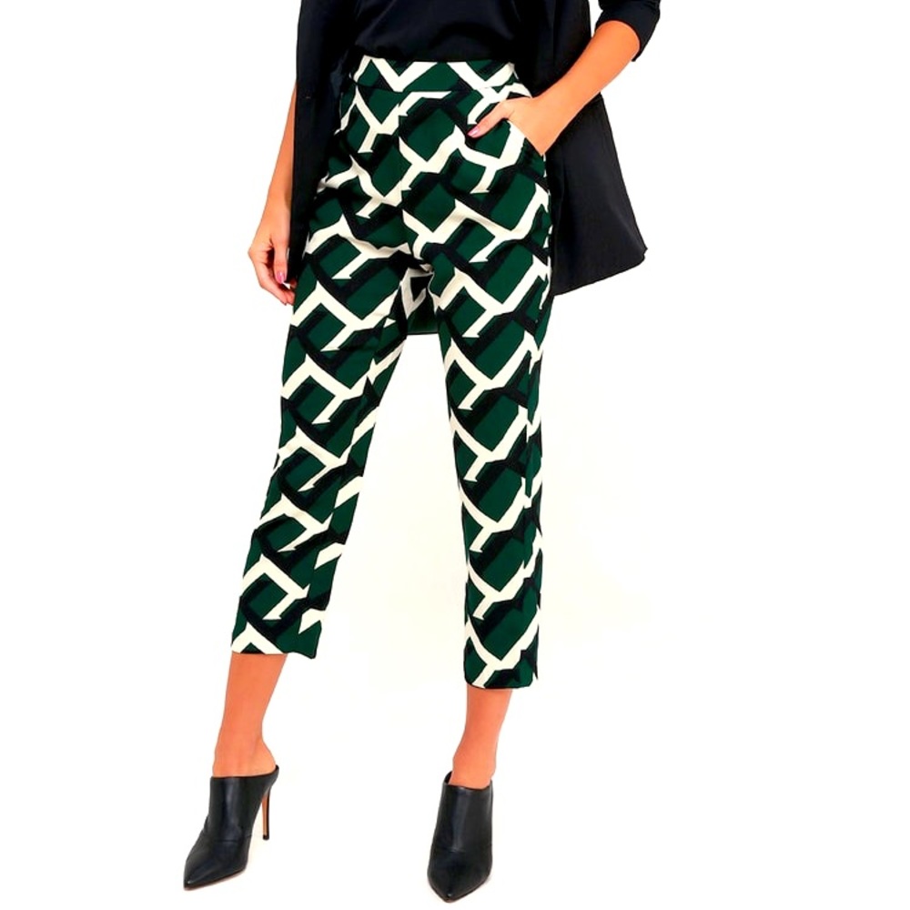 Lulus Forest Green Multi Print Cropped Pants